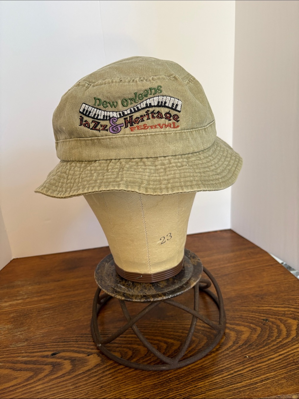 New Orleans Jazz & Heritage Festival Olive Green Embroidered Bucket Hat